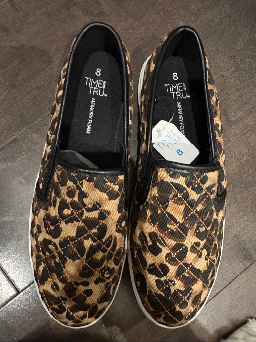 Time and Tru Leopard Print Slip-On Sneakers - Brown & Black